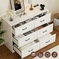 thumbnail image 4 of Vabches 6 Drawers Dresser with Charging Station for Bedroom, Wood Chest of Drawers, Farmhouse,White, 4 of 12