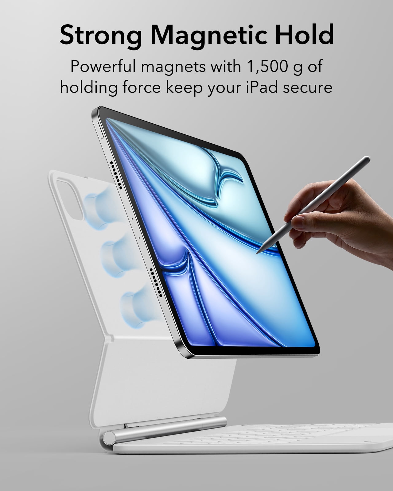 ESR Keyboard Case Compatible with iPad Air 11" M4/M3/M2 (2026/2025/2024) & iPad Pro 11/Air 5th/4th Gen, Floating Stand & Multi-Touch Trackpad, White