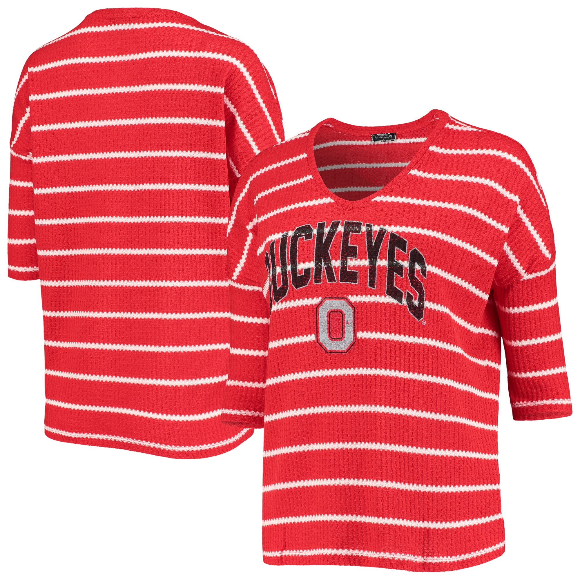 Gameday Couture Ohio State Buckeyes Women S Striped Tri Blend 3 4 Sleeve T Shirt Scarlet Walmart Com Walmart Com