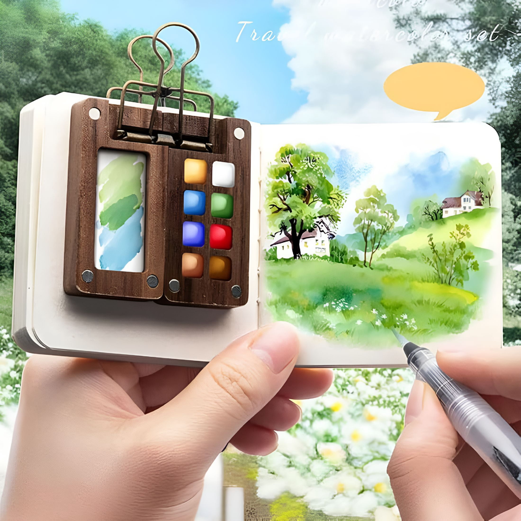 CCOCC 2026 New Watercolor Kit,Watercolor Set,Mini Watercolors Set,Pocket Artist Watercolors Travel Sets,Travel Water Color Kit for On-The-Go Painting,Outdoor Sketching,Creative Travel Projects