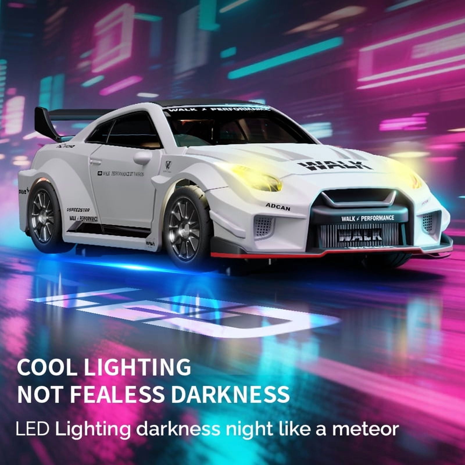 1/43 Scale Alloy RC Drift Car 4WD 2.4G Full Proportional Remote Control Racing Vehicle With Gyro & LED Lights Adjustable Speed Desktop Model For Adults Hobbyists - Q1/Mecha War White / D43-02