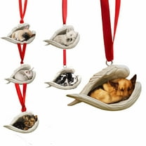 KOYPTL Cute Dogs Christmas Decorations for Home Decor,Sleeping Angel Wings Christmas Tree Hanging Ornament Cute Pet Memorial Ornament&Keepsake Gifts for Dog Lover Friends