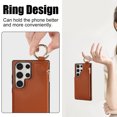 thumbnail image 2 of Wallet Case for Samsung Galaxy S23 Ultra with Shoulder Strap & RFID Blocking Card Slots Holder Kickstand & Finger Ring, Magnetic Flip Folio Zipper Purse Case, PU Leather Cover Handbag, Brown, 2 of 8