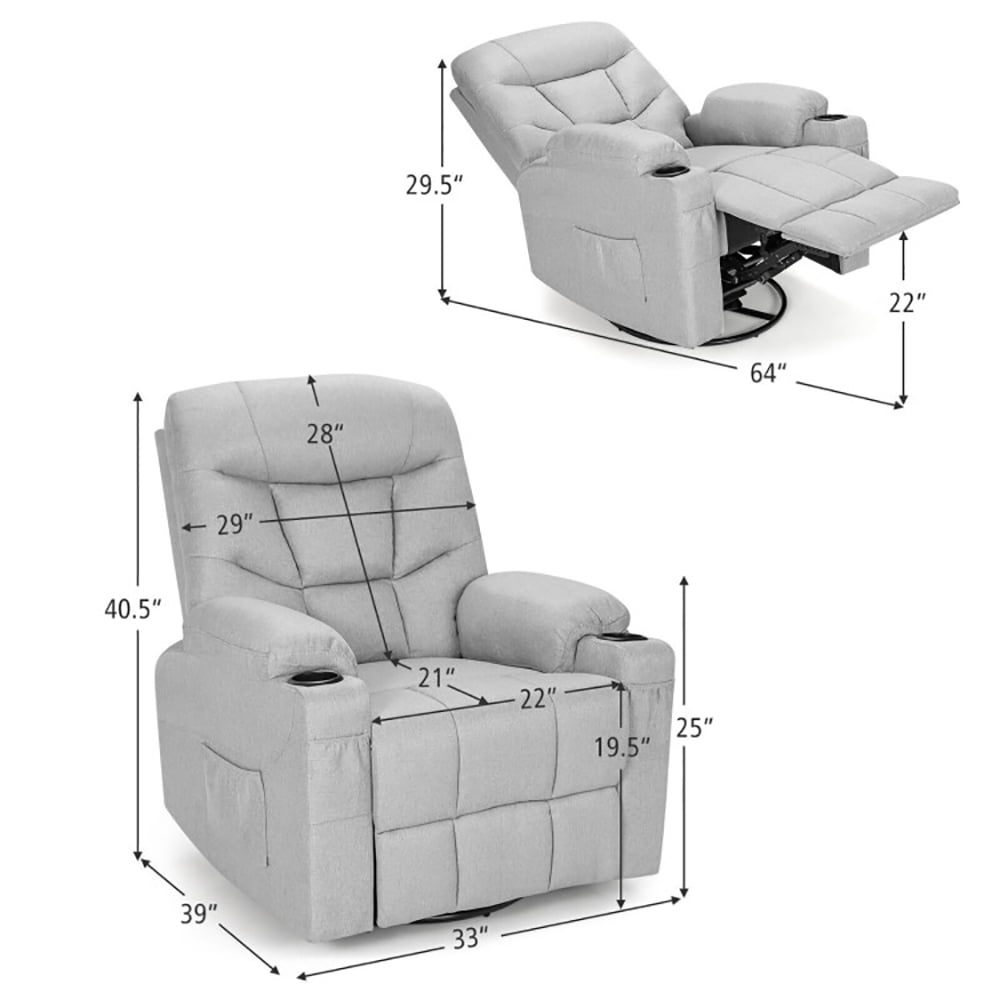 Finihen Massage Recliner Chair, Massage Rocking Recliner Chair with Heat and Vibration, for Living Room, Bedroom, Gray Finihen Massage Recliner Chair, Massage Rocking Recliner Chair with Heat and Vibration, for Living Room, Bedroom, Gray