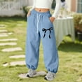 thumbnail image 3 of Teen Clothes For Girls Preppy Clothes For Girls 10-12 Girls Baggy Bowknot Joggers, Soft Straight-Leg Athletic Pants with Side Pockets & Drawstring, 3 of 5