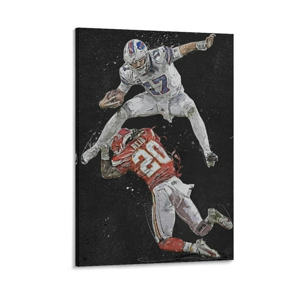 Sports Poster Josh Allen Canvas Wall Art Print For Room Aesthetic And Decor Poster For Bedroom Living Room Bathroom Kitchen Office Decor
