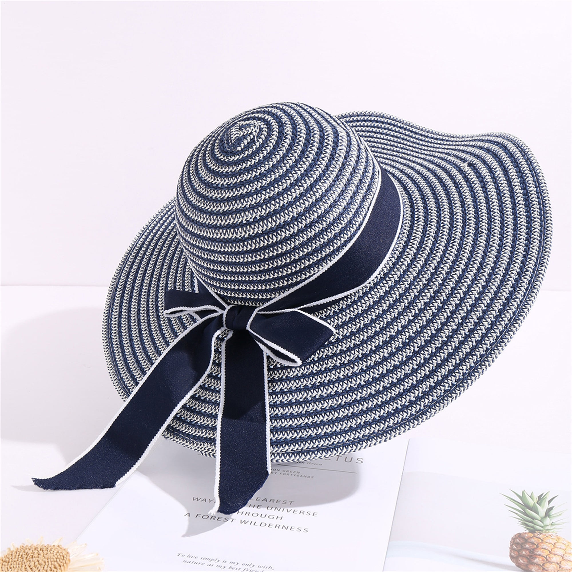 Women's Beach Straw Hat Wide Brim Bow Ribbon Summer Sun Hat for Daily  Travel Sunshade Straw Hat 
