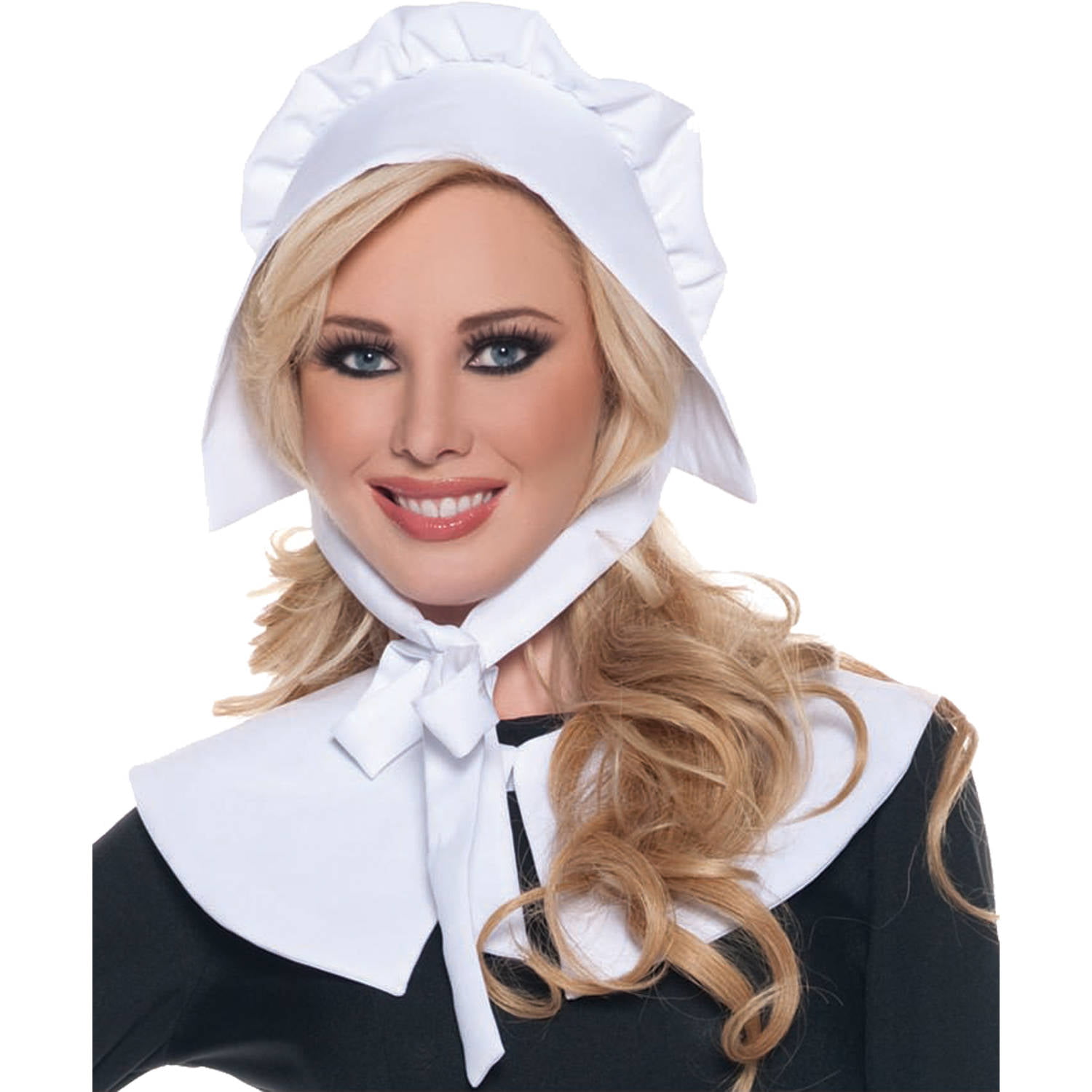 Black Pilgrim Lady Bonnet Colonial Quaker Hat Cap Adult Costume Accessory NEW 