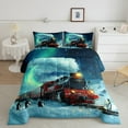 thumbnail image 2 of Train Bedding Set Vintage Steam Engine King Size Comforter Set Men Cute Penguin Green Galaxy Down Comforter,Retro Truck Car Duvet Set Locomotive Snow Mountain Bed Set,Soft, 2 of 7