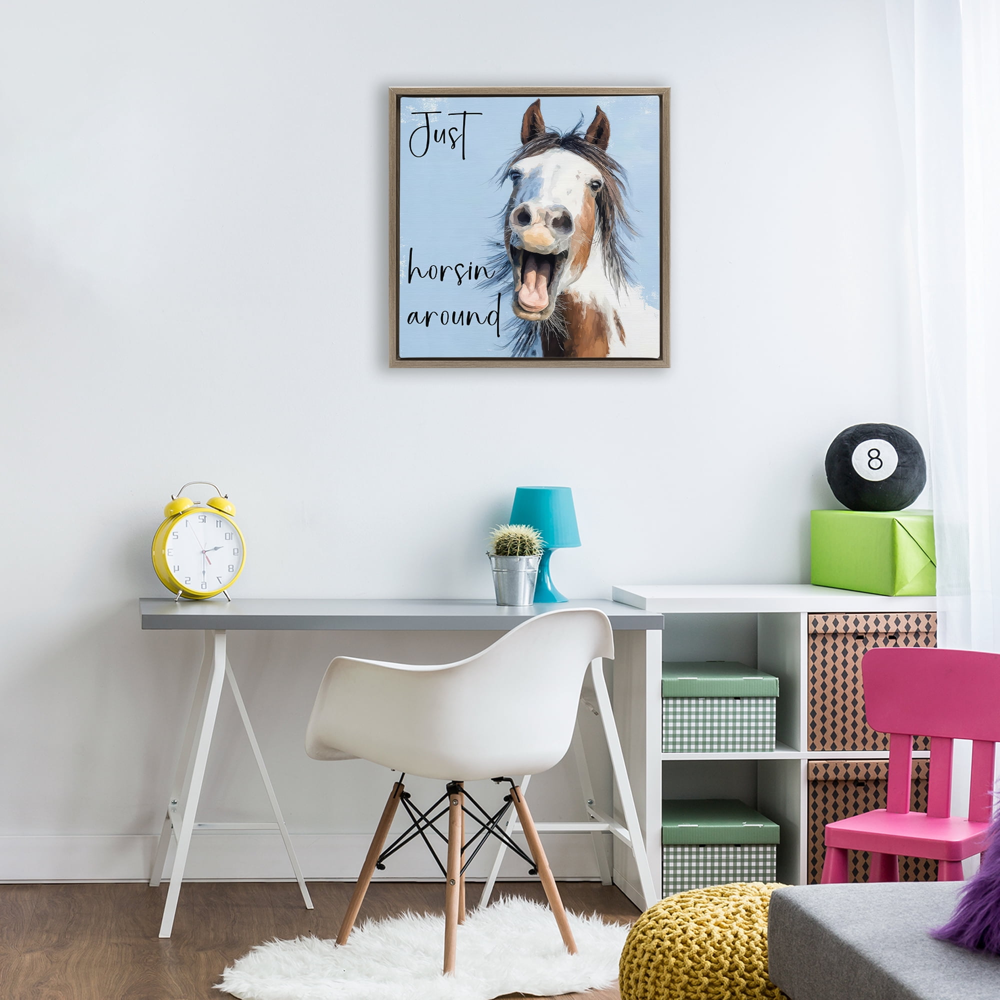Stupell Industries Just Horsin' Around Brown Framed Floater Canvas Wall Art, design by Kim Curinga