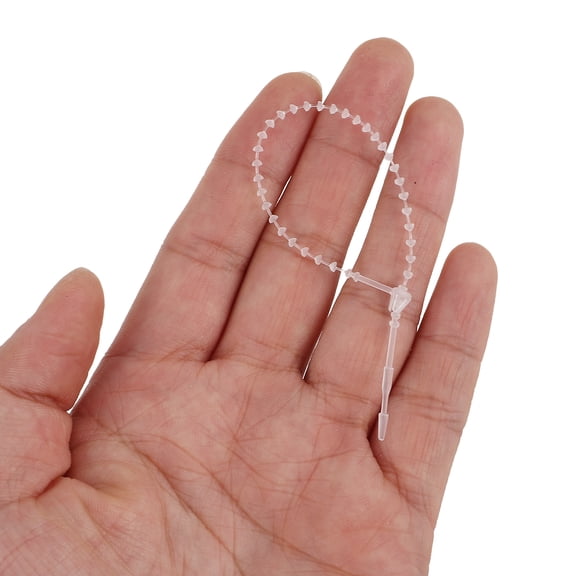 1 Pack Clear Plastic Tag Fasteners Adjustable Security Loops Beaded Cable Tie Wraps for Office Home Shop Use
