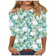 thumbnail image 3 of lcziwo Womens Easter Shirts Spring 3/4 Sleeve Crewneck Eggs Pattern Tee Blouses Cute Rabbit Graphic Holiday Tunic Tops Multicolor XXL, 3 of 6