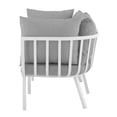 thumbnail image 3 of Lounge Loveseat Sofa, Aluminum, Metal, Steel, White Grey Gray, Modern Contemporary Urban Design, Outdoor Patio Balcony Cafe Bistro Garden Furniture Hotel Hospitality, 3 of 10