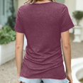 thumbnail image 6 of WHEANG Women's Crew Neck Ruched Short Sleeve Tops, Fashion Blouses Comfort Versatile Daily Outfit Summer Tops for Women, Solid Color Casual T Shirts for Women(Color Pink Size M), 6 of 6