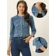 thumbnail image 2 of Chaqueta de mezclilla Allegra K Mujer Cuello Redondo Mangas 3/4 Azul S, 2 of 6