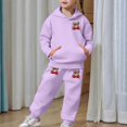 thumbnail image 4 of Tfken Girls Toddler Soft Outfit Sets Daily Wear Girls Hoodie Sweatshirts With Pants Set Winter Comfortable Bowknot Graphic Kids Stretch Outfit Size 6-7 Years, 4 of 7