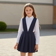 thumbnail image 5 of Toddler School Uniform Dress for Girls V Neck Jumper Dresses A-Line Pleated Dress Stretch Fit Blue School Skirt Girls Size 2-3 Years Clothes, 5 of 5