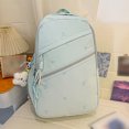 thumbnail image 4 of Bow Print Large Capacity Backpack, Multi-Pocket Zipper Closure School Bag with Pendant for Travel Work Shopping (Blue), 4 of 10