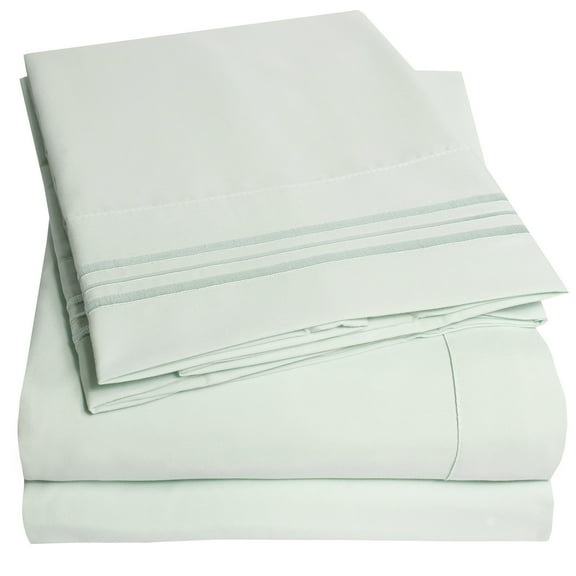 1800 Series 4 Piece Deep Pocket Bedroom Bed Sheet Set Split King - Mint
