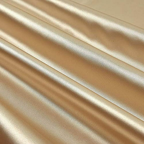 Shiny Satin Stretch Medium-Heavy Weight on Polyester Spandex Fabric by the Yard or Bulk (Sand)