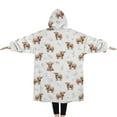 thumbnail image 2 of Oversized Wearable Blanket Hoodie,White Highland Cow Flower Pattern Sherpa Blanket Hoodie with Super Pockets,Super Warm Fuzzy Pullover for Women & Men, 2 of 6