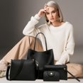 thumbnail image 3 of Bolsa 4 unids/set Litchi patrón mujeres hombro Crossbody bolsos embrague (negro) Tmvgtek Para estrenar, 3 of 9
