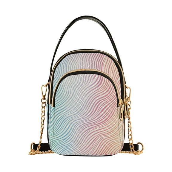 FORMRS Crossbody Bag for Women Quilted Travel Shoulder Cell Phone Purse with Chain Strap Handbag, Wavy Striped