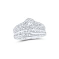 thumbnail image 2 of 10kt White Gold His Hers Round Diamond Halo Matching Wedding Set 1-3/4 Cttw, 2 of 3