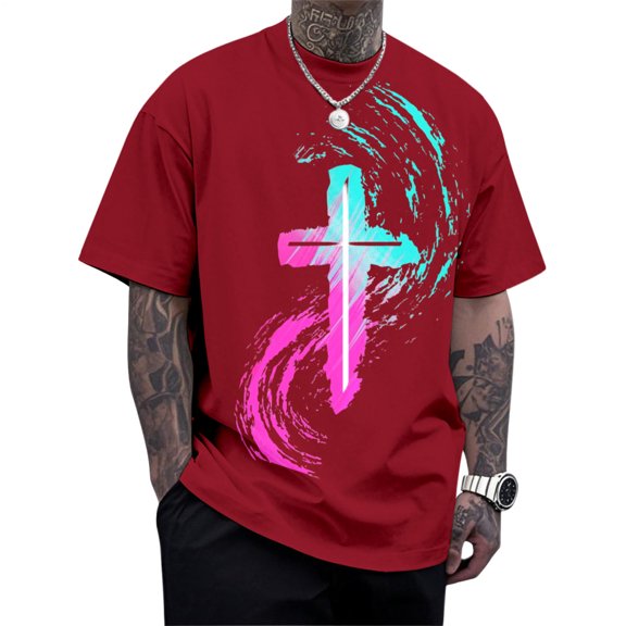 Ankishi Christian T Shirts for Men Crewneck Cross Trendy Cotton T Shirts Summer Casual Clothing Everyday Wear