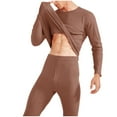 thumbnail image 4 of Fengqque Men's thermal Underwear Set Microfiber Soft Long Sleeved Winter Warm Base Layer Top & Bottom Coffee 6(XL), 4 of 4