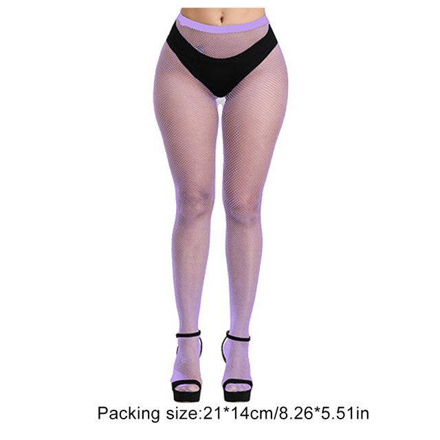 1 Paire de Collants à Bretelles à la Mode, Design Troué, Confortables au Toucher, Robe Résille, Violet Clair