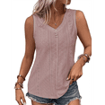 thumbnail image 3 of Camiseta Sin Mangas para Mujer, Conjuntos de Verano, Camisetas con Cuello en V, Camisetas Modernas con Ojales, Ropa Básica de Playa Sin Mangas Gris Rosado Pálido XL, 3 of 7