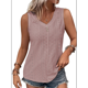 thumbnail image 3 of Camiseta Sin Mangas para Mujer, Conjuntos de Verano, Camisetas con Cuello en V, Camisetas Modernas con Ojales, Ropa Básica de Playa Sin Mangas Gris Rosado Pálido XXL, 3 of 7