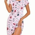 thumbnail image 3 of XIAONU Womens Nightshirts Summer Thin Trendy Short Sleeve Floral Nightgown Baggy Oversized Pleasure Round Neck Sleepwear Homewear, 3 of 5