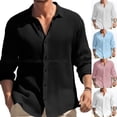 thumbnail image 2 of Mens Button Down Long Sleeve Plaid Check Shirts Casual Fit Formal Dress Tops Tee, 2 of 6