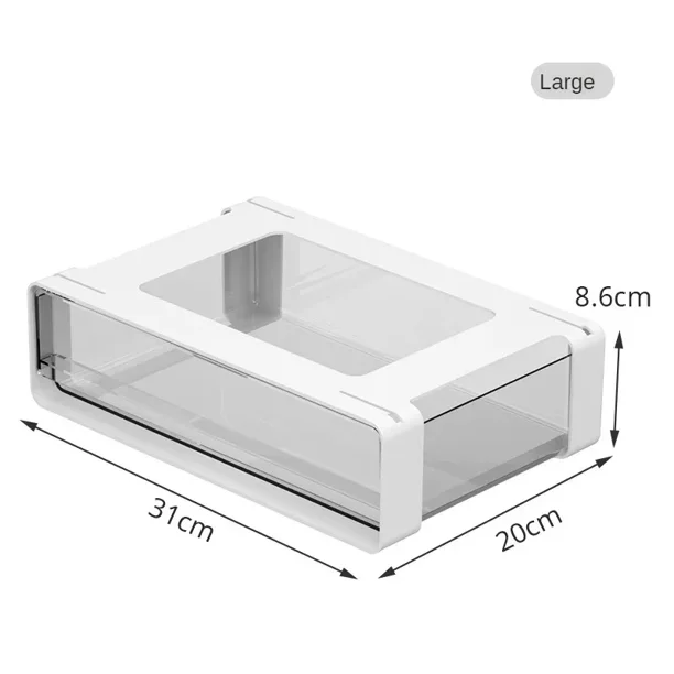 Cajón de almacenamiento debajo de la mesa para oficina, de plástico transparente, sin perforaciones, organizador de ropa interior de gran capacidad