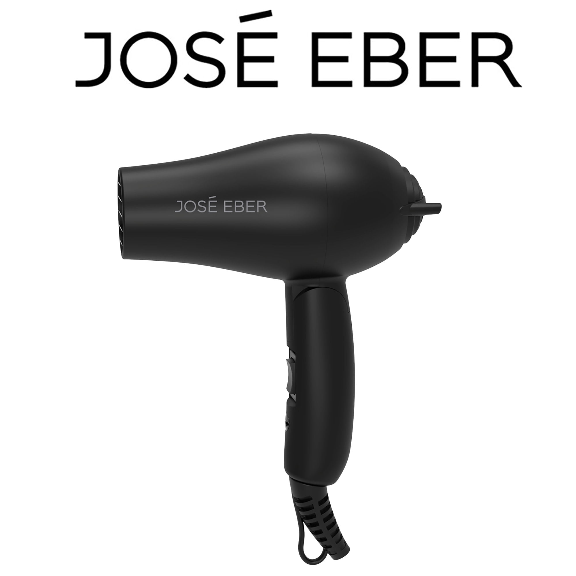 Jose Eber: Ultra Mini Hair Dryer - Black - 5.5x5.9" Foldable For Travel, Lightweight Design, Styling Nozzle, Tool For All Hair Types, 1200 Watts