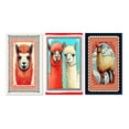 thumbnail image 2 of Designart "Alpaca Portrait Retro Stamp Illustration II" Alpaca Wall Art Set Of 3 - Alpacas Red Canvas Set For Living Room Decor, 2 of 6