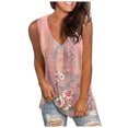 thumbnail image 3 of Women Tank Tennis Tops for Women Casual Loose V Neck T Shirt Summer Fashion Camisole Tennis Top Comfortable Everyday Wear Pink XXL, 3 of 6
