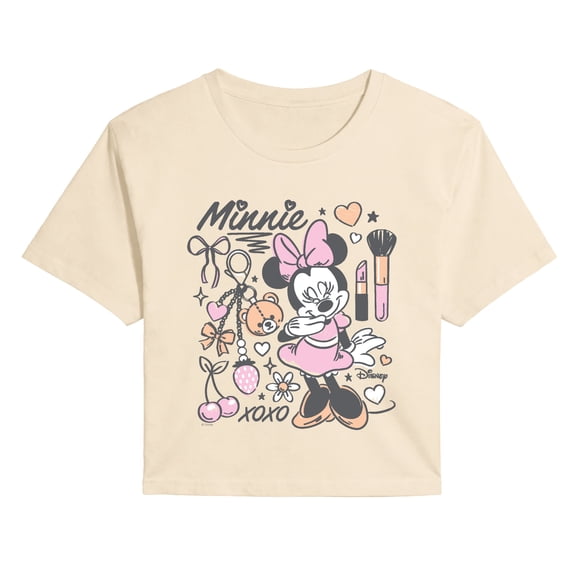 Disney - Minnie Girly Grid - Juniors Cropped Graphic T-Shirt