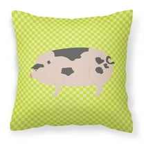 Carolines Treasures BB7766PW1414 Gloucester Old Spot Pig Green Fabric Decorative Pillow, 14 x 14 in.