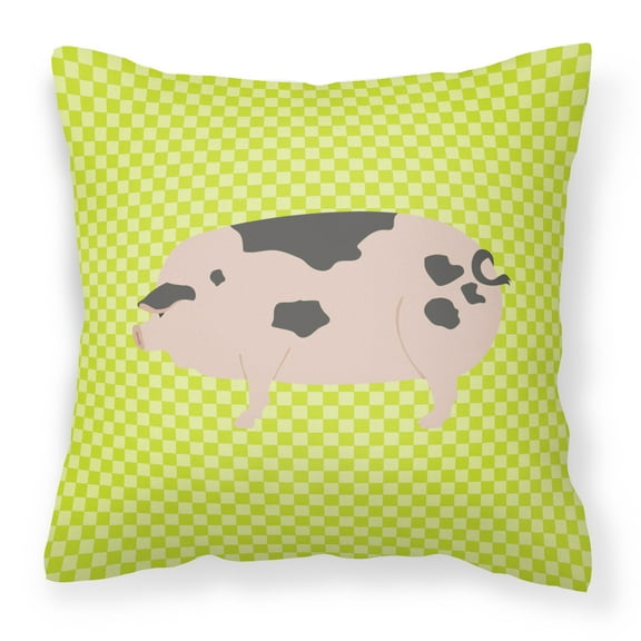 Carolines Treasures BB7766PW1414 Gloucester Old Spot Pig Green Fabric Decorative Pillow, 14 x 14 in.