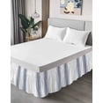 thumbnail image 4 of Abstract Geometric Blue Stripe,Wrap Around Bed Skirts for California King Bed 16" Drop,Bed Skirt with Adjustable Elastic Belt Dust Ruffle Bed Valance for Bedroom Hotel White Backdrop Bed Frame Cover, 4 of 7