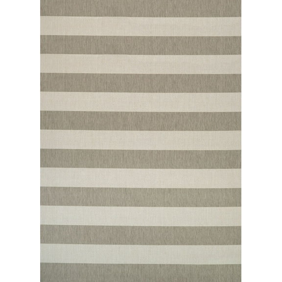 Couristan 2.1' x 7.8' Gray and Beige Striped Rectangular Outdoor Area Throw Rug Runner