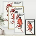 thumbnail image 4 of Red Bullfinch Bird Sitting On A Branch With Berries 30 in x 40 in Framed Painting Canvas Art Print, by Designart, 4 of 5