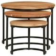 thumbnail image 4 of vidaXL Nesting Table Set of 3 Natural wood and black, 4 of 5