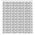 thumbnail image 3 of Romantic Shower Curtain, Horizontal Art Borders with Ornate Flower Figures Leaves and Little Hearts, Fabric Bathroom Set with Hooks, 69W X 70L Inches, Black and White, by Ambesonne, 3 of 3