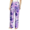 thumbnail image 3 of Goofa Violet Printed Soft Pajama Pants for Women, Wide Leg Comfy Casual Lounge Yoga Pants-Medium, 3 of 9