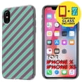thumbnail image 1 of Clear TPU Phone Case for Apple iPhone XS,X,Diagonal Lines Purple,Temper Glass Included,Combo, 1 of 6