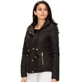 thumbnail image 2 of Made by Johnny Women's Lightweight Quilted Zip-Up Jacket with Hoodie S BLACK, 2 of 4